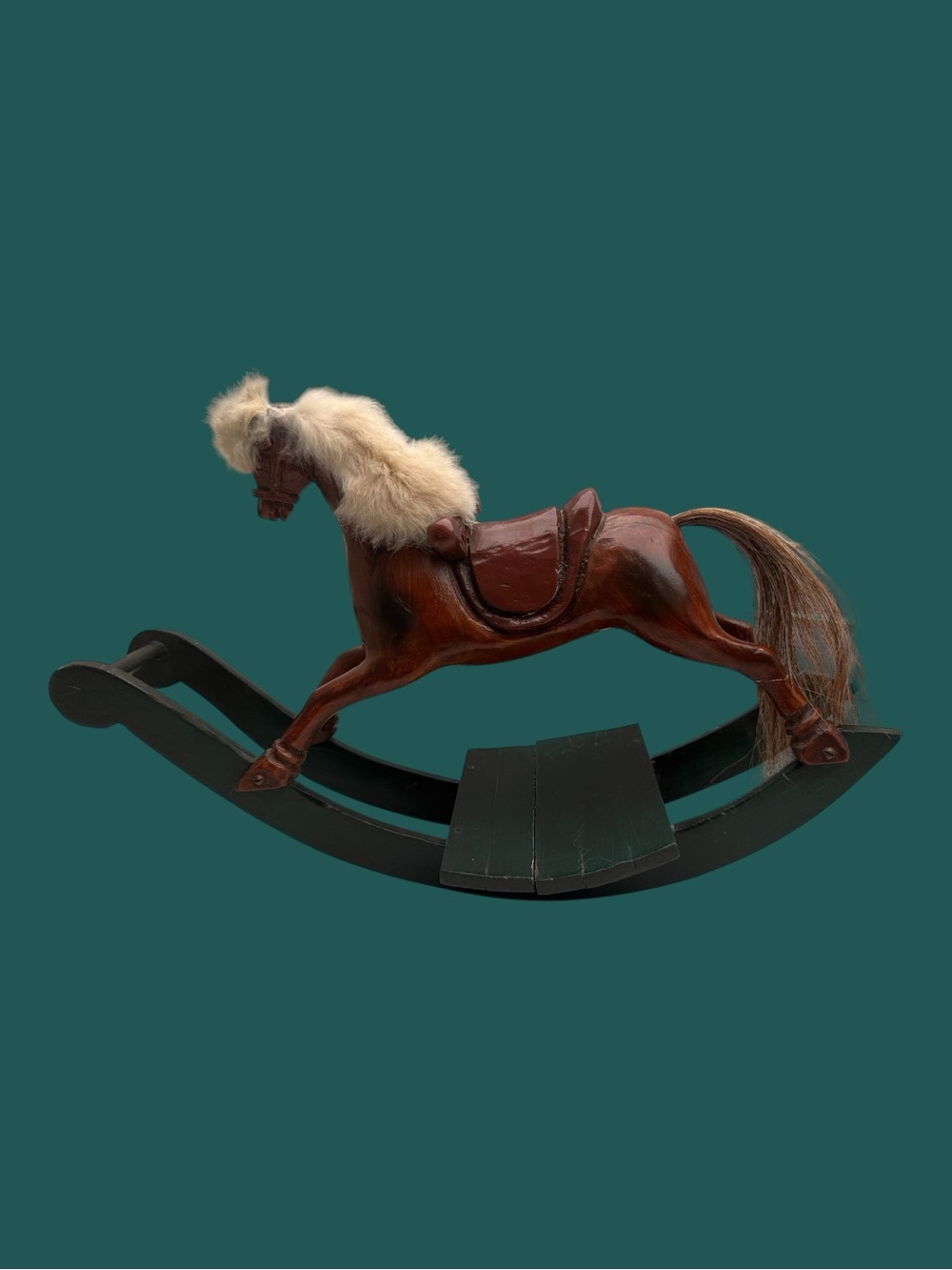 Vintage Sarreid Hand-carved Wooden Rocking Horse Made in Spain